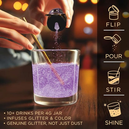 Brew Glitter Light Purple Edible Drink Glitter 1x 4g Jar for Cocktails, Beer, & Beverages