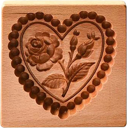 Wooden Cookie Biscuit Mold, 3D Baking Mold, Embossing Craft Decorating Baking Tool, Suitable for Halloween Thanksgiving Christmas Kitchen DIY (Love C 10 * 10 * 2)