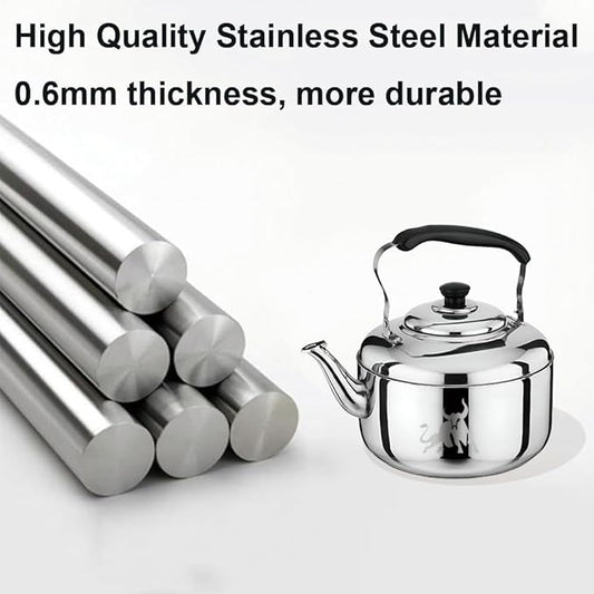 Chandler 5 Liter Tea Pots, Vintage Tea Kettle - 0.4mm Stainless Steel Pot - Hard to Dent | Ergonomic Handle with a Cool Grip | Portable Tea Kettle For Camping (Silver Color)