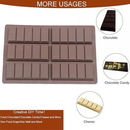 Dubai Chocolate Mold-Non-Stick Chocolate Bar Mold, Food Grade Silicone Deep Mold for Chocolate Stuffed Bar,Candy, Snacks,DIY Treats & Homemade Gifts (5 Snap)