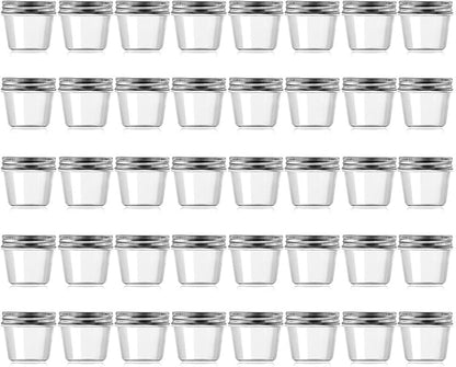 novelinks 4 Ounce Clear Plastic Jars Containers With Screw On Lids - Refillable Round Empty Plastic Slime Storage Containers for Kitchen & Household Storage - BPA Free (40 Pack)