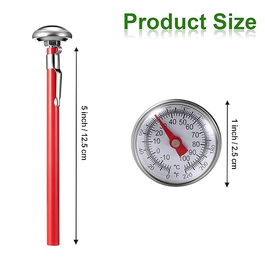 Frienda 3 Pcs Instant Read 1 Inch Dial Thermometer Pocket Food Thermometer with 3 Pcs Calibration Sleeves for Coffee Drinks Chocolate Milk Foam
