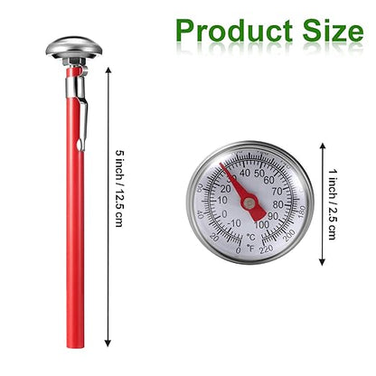 Frienda 3 Pcs Instant Read 1 Inch Dial Thermometer Pocket Food Thermometer with 3 Pcs Calibration Sleeves for Coffee Drinks Chocolate Milk Foam