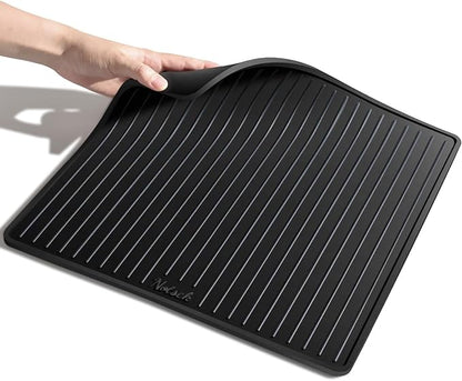 Silicone Coffee Mat for Breville 870/880, 13.78 x 13.78inch, 0.24in Raised Lip Spill-proof, Under Coffee Maker, Coffee Pot Bar Station for Countertop Kitchen, Black