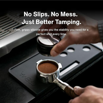 Crema Coffee Tamping Mat for Bambino | Non-Slip Silicone Protection for Countertops & Portafilters | Precision Fit with Drip Tray & Vent Holes | Easy to Clean, Durable Espresso Tamping Pad
