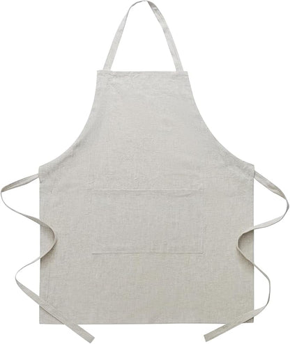 Cotton Linen Apron for Women - Adjustable Casual Apron with Pocktes, Great for Florist, Coffee House and Kitchen