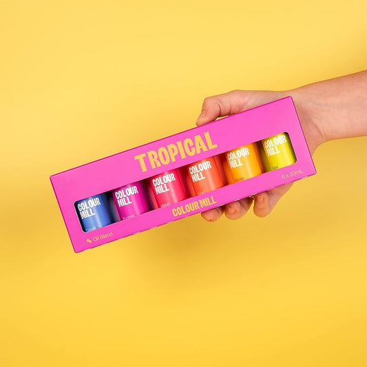 Colour Mill Oil-Based Food Coloring, Tropical Pack: 20 Milliliters Each of 6 Colors - Cobalt, Coral, Fuchsia, Kiwi, Mango and Melon