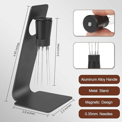 53mm Espresso Tamper Set - Dual-Spring Calibrated Coffee Tamper, 8-Needle WDT Tool Espresso Distribution Tool, Magnetic Aluminum Dosing Funnel, Reusable Puck Screen, Fit for 53mm Portafilters