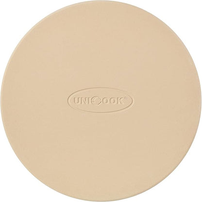 Unicook Round Pizza Stone 12 Inch, Cordierite Bread Baking Stone for Oven and Grill, Thermal Shock Resistant, Including Dough Scraper