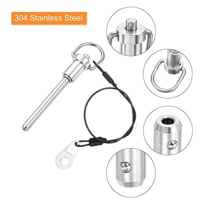 UXCELL 1 Pcs Quick Release Pin, 1/4" x 2" (Dia. x L), Silver, 304 Stainless Steel