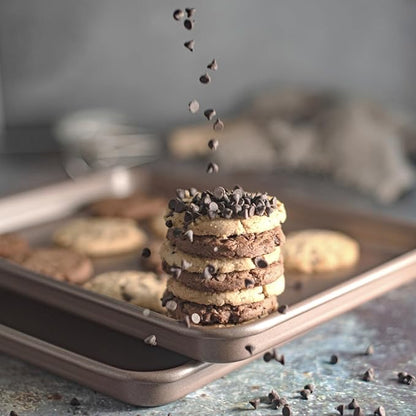 Nonstick Non-Toxic 18-inch Half Baking Sheet 2-Pack | Premium Extra Thick Sheet Pan | Warp Resistant Large Cookie Sheet