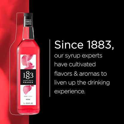 1883 Rose Syrup for Drinks, Made in France, 1 Liter Glass Bottle