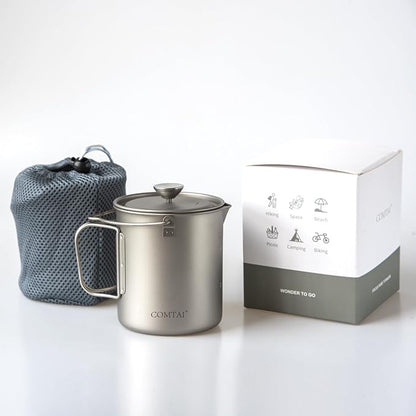 Titanium French Press Pot 750mL/25 fl oz Coffee Maker Camping with Lid and Filter Titanium French Press Cup Backpacking for Outdoor Hiking Camp