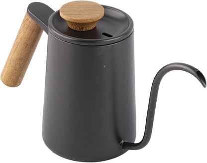 Pour Over Coffee Kettle 600ml - Stainless Steel Handle, Long Narrow Gooseneck Spout Drip Coffee Pot (Black)