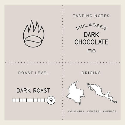 Verve Coffee Roasters Whole Bean Coffee Bronson Blend | French Dark Roast, Direct Trade, Resealable Pouch | Enjoy Hot or Cold Brew | Ideal for French Press | 12oz Bag
