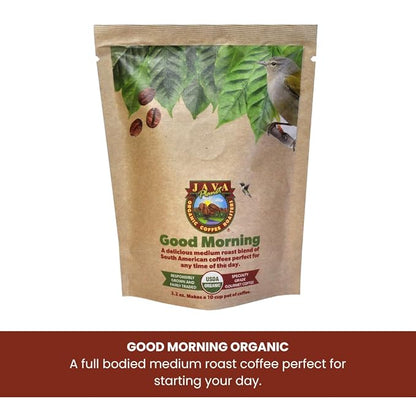 Sampler Variety Pack, Low Acid Organic Coffee Beans in Linen Gift Bag: Whole Bean, Mold-Free & Stomach Friendly, by Java Planet - Arabica Gourmet Coffee, 1.32 LBs of coffee packaged in six 3.2 oz bags