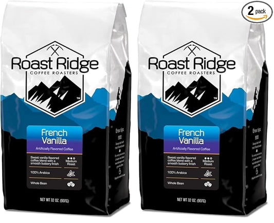 Roast Ridge Whole Bean Coffee, Medium Roast, French Vanilla, 2 lb. (Pack of 2)