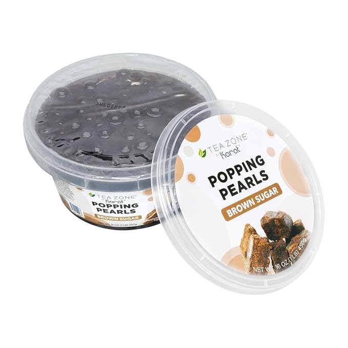 Tea Zone [1 Pound] Brown Sugar Popping Pearls, Bursting Pearls for Teas, Shakes, Smoothies, Dessert Toppings