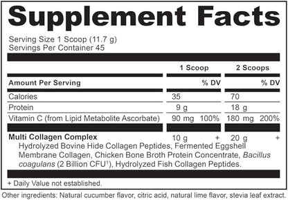 Ancient Nutrition Collagen Powder Protein, Multi Collagen Protein, Cucumber Lime, Hydrolyzed Collagen Peptides Supports Skin and Nails, Joint Supplement, 18.6oz