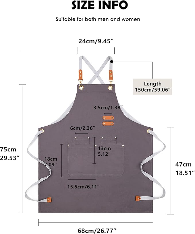 Lisianthus 2 Pack Adjustable Bib Aprons for Women with Pockets, Men's Kitchen Cooking Apron