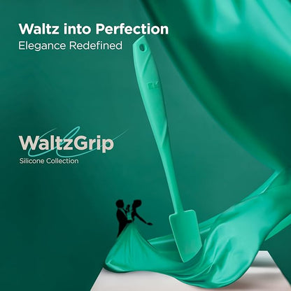 Kitchen Mama WaltzGrip Platinum Silicone Jar and Can Spatula Utensil Set: Heat-Resistant, Nonstick Scraper, Scooping, Perfect for Smoothies, Jam, Cream, Peanut Butter, Dishwasher Cooking Gadget (Teal)