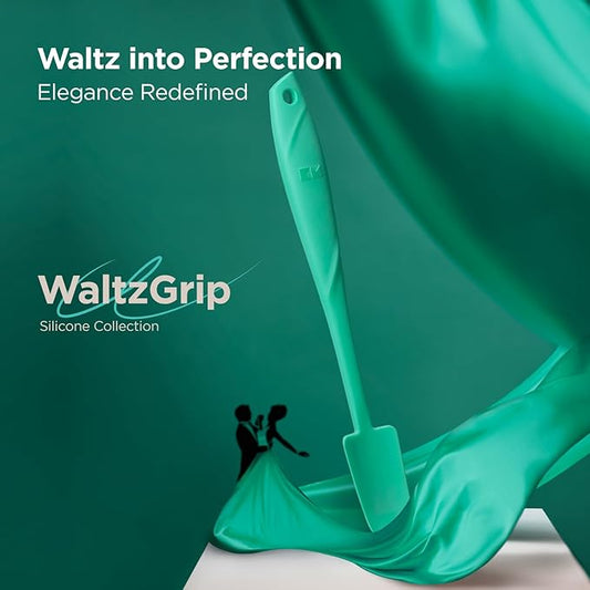 Kitchen Mama WaltzGrip Platinum Silicone Jar and Can Spatula Utensil Set: Heat-Resistant, Nonstick Scraper, Scooping, Perfect for Smoothies, Jam, Cream, Peanut Butter, Dishwasher Cooking Gadget (Teal)