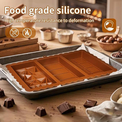 Chocolate Bar Mold - Food Grade Silicone Chocolate Molds, Non-Stick & Easy to Release Deep Mold for Dubai Pistachio Chocolates, Candy, Snacks, Desserts, Resin Art, Dishwasher Safe (2)