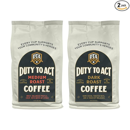 Duty to Act Medium Roast & Dark Roast Whole Bean Coffee, 2 lb. (Variety Pack)