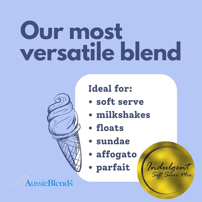 AussieBlends Indulgent Soft Serve Mix Vanilla Powder For Soft Serve, Milkshake | 8-Pack Box (8 x 1.5kg Bags)