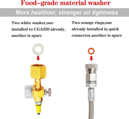 Soda Machine Co2 Adapter with High Pressure Hose,Co2 Tank Direct Adapter to TR21-4 Soda Water Maker,Soda Maker Parts Accessories compatible with Onetouch,Jet,Aqua Fizz, 60inch with Gauge