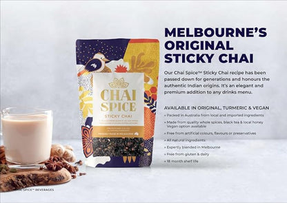 Chai Spice Turmeric Sticky Chai - 250g 16 Serves 100% Natural Whole Spices Chai Tea | Sugar Free | Gluten Free | No Additive Syrups | Concentrates or Preservatives