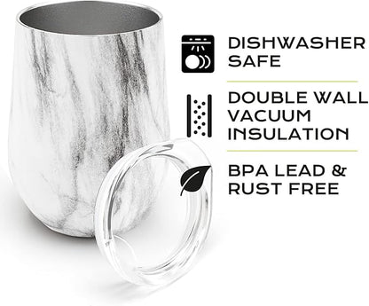 BALIBETOV 5 pcs large Yerba Mate Cup and Bombilla Kit, Includes one 12 oz Yerba Mate Gourd with Lid, Two Bombillas Mate Straw and one cleaning brush | Stainless steel | Double Walled