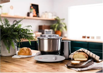 Bosch Universal Plus Stand Mixer with Stainless Steel Bowl with NutriMill Dough Hook Extender Bundle- Black 500 Watt