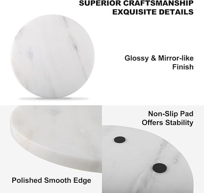 Koville African Natural Marble Cutting Board for Kitchen, 11inch Round Hand Crafted Marble Slab for Cheese, Charcuterie, Pastry Board - Wedding Gift, House Warming Gift(Namib Fantasy)