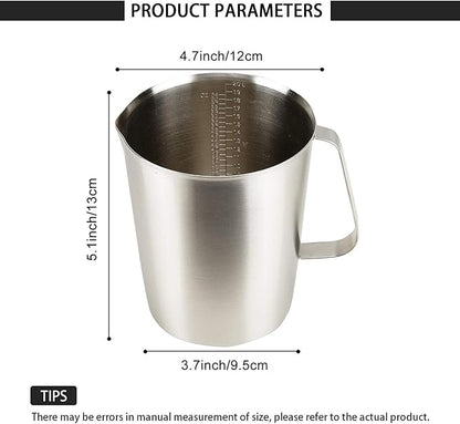Stainless Steel Measuring Cup Pitcher with Marking with Handle for Milk Froth Latte Art (32OZ/1 Liter)