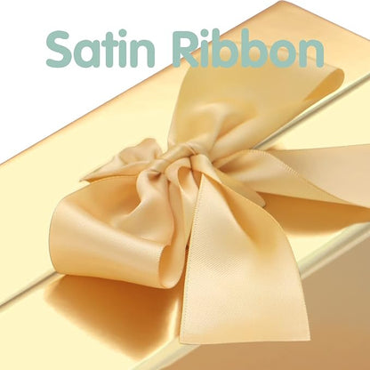 HAPPY POTATO Christmas Gift Box with Ribbon 9x6.5x3.8 Inches, Bridesmaid Proposal Boxes with Lid, Magnetic Gold Gift Box for Presents (Glossy Gold)