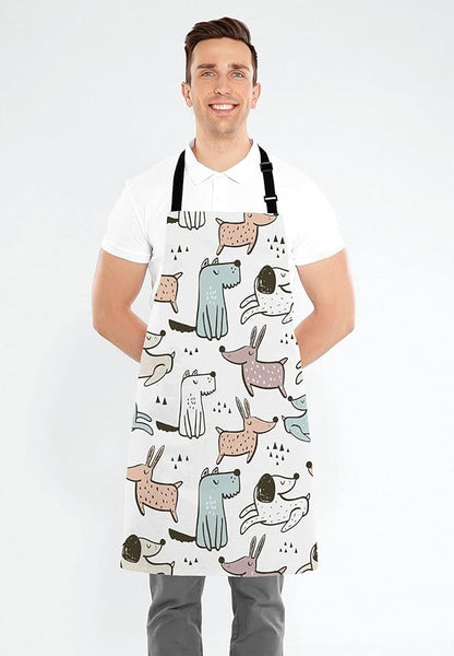 Cartoon Dogs Apron for Women and Men, Adjustable Kitchen Chef Apron for Cooking Baking - Cute Birthday, Anniversary, Mother's Day Apron Presents for Mom Wife Girlfriend Aunt Grandma
