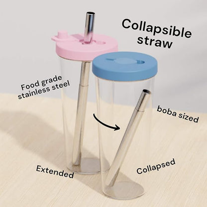 Dodoko Reusable 24 oz Bubble Tea Cup with Lid and Straw - Iced Coffee Cup - Smoothie Tumbler to Go - Breeze Blue