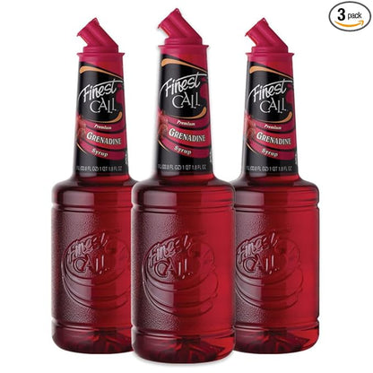 Finest Call Premium Grenadine Syrup Drink Mix, 1 Liter Bottle (33.8 Fl Oz), Pack of 3