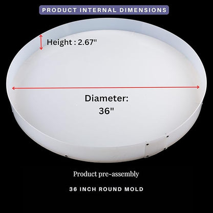 Resin Mold Large Round Deep -Kalinta 36inch Reusable Epoxy Round Molds for Resin Clock, Serving Tray Board, End Table，Floral Preservation Bouquet