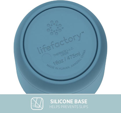 Lifefactory 16-Ounce Stainless Steel Vacuum-Insulated Sport Bottle, Dark Denim