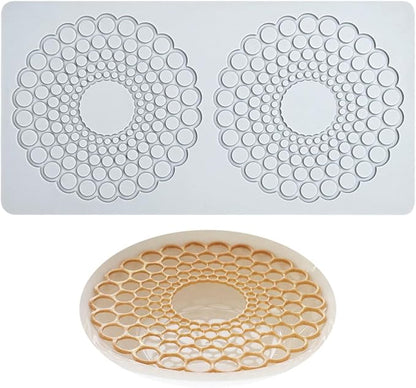 TUKE Hollow Round Circular Design Lace Mat Chocolate Fondant Mold DIY Sugar Craft Silicone Pad Cake Decorating Tools Kitchen Bakeware (D_ Round Circular)