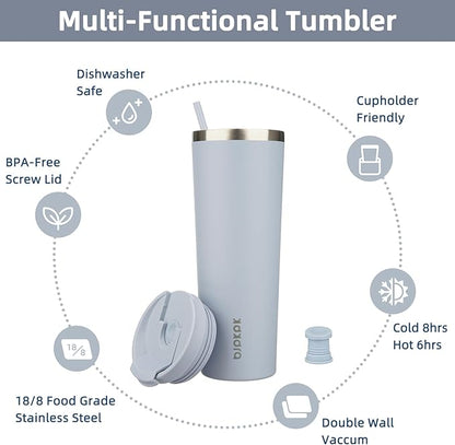 BJPKPK 30oz Stainless Steel Insulated Tumbler With lid And Straw Travel Coffee Thermal Tumblers Cup For Women And Men,Modern Blue