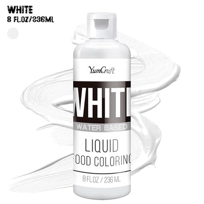 Food Coloring Liquid - Vibrant Color Food Coloring for Cake Decorating, Baking, Easter Egg, Icing - Tasteless Food Color Dye for Fondant, Cooking, Slime, Airbrush (White, 8 Fl.oz)