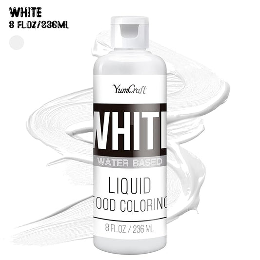 Food Coloring Liquid - Vibrant Color Food Coloring for Cake Decorating, Baking, Easter Egg, Icing - Tasteless Food Color Dye for Fondant, Cooking, Slime, Airbrush (White, 8 Fl.oz)