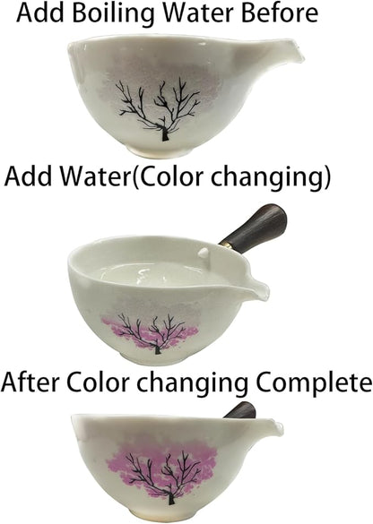 LURRIER Porcelain Chinese Gongfu Tea Set,Portable Teapot Set with 360 Rotation Tea maker and Infuser,Portable All in One Gift Bag for Travel,Home,Gifting,Outdoor and Office (Sakura)
