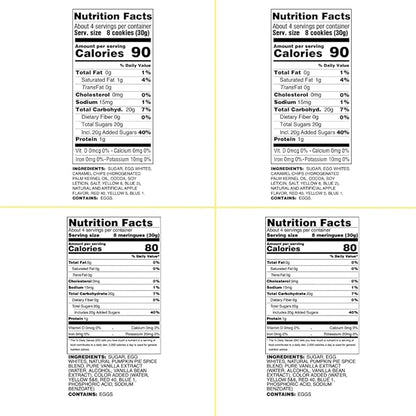 4 Pack Krunchy Melts Original Meringue Cookies | Harvest Season 4-Pack | 2 Caramel Apple, 2 Pumpkin Spice | Only 80-90 Calories Per Serving | Low Fat/Fat Free, Gluten Free, Dairy Free (4 Oz)