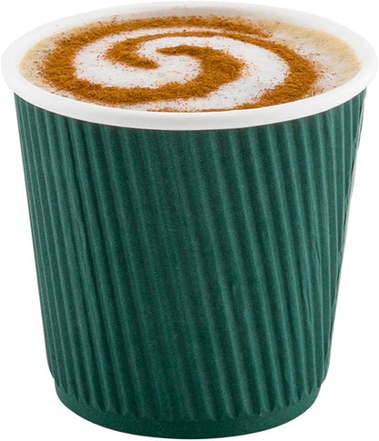 4 oz Forest Green Paper Coffee Cup - Ripple Wall - 2 1/2" x 2 1/2" x 2 1/4" - 500 count box