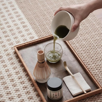 WENSHUO Matcha Kit - Premium Matcha Whisk Set with Traditional Bamboo Tools, Ideal Matcha Tea Set for Home (Matte White)