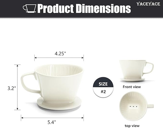 Ceramic Pour Over Coffee Dripper, Small Ceramic Pour Over, Off White, 3 Holes, Single, Small Coffee Dripper